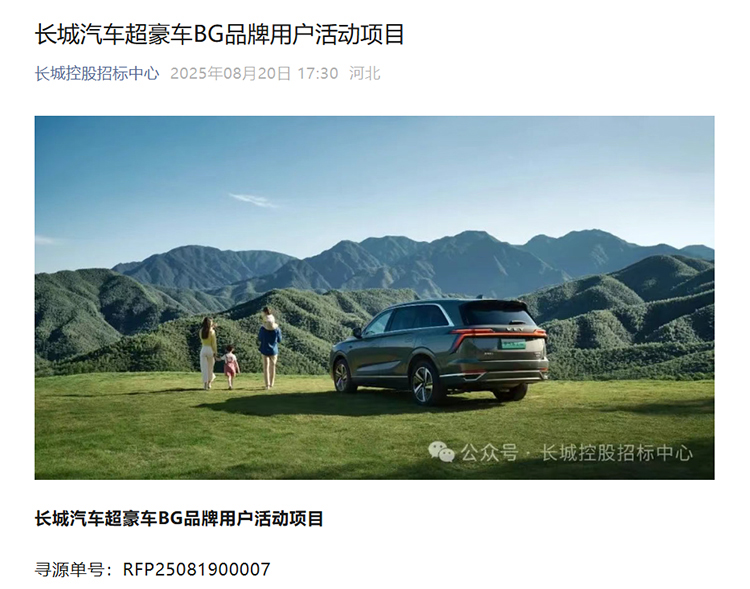 国产豪车阵营再加一，长城汽车超豪华BG品牌要来了